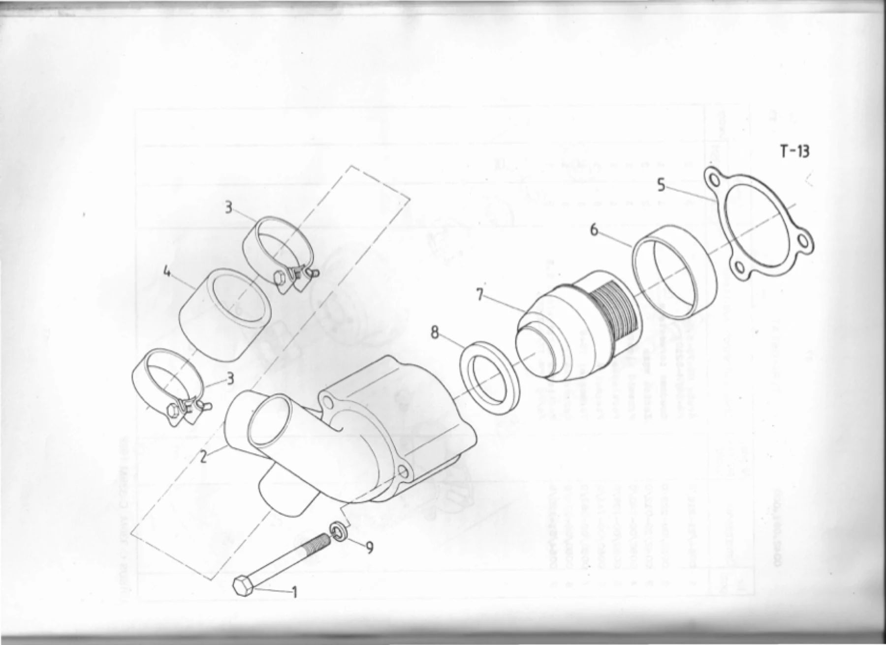 Schemat złożeniowy termostat — Ursus C-330M / C-335M, tablica T-13