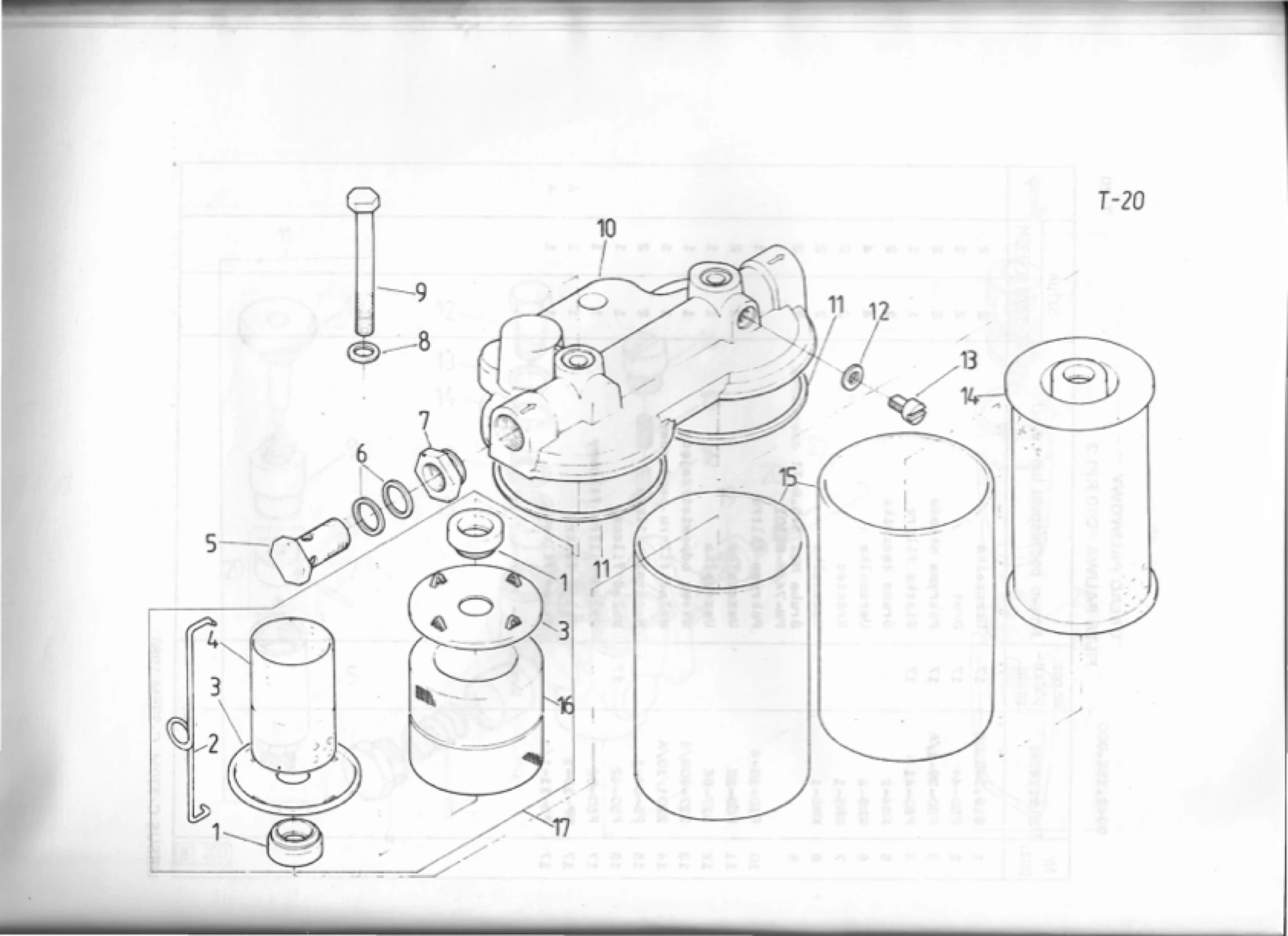 Schemat złożeniowy filtr paliwa fd10 rp1.3 — Ursus C-330M / C-335M, tablica T-20