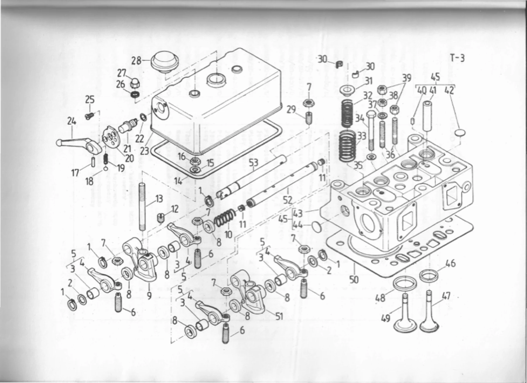 Schemat złożeniowy głowica cylindrów — Ursus C-330M / C-335M, tablica T-3