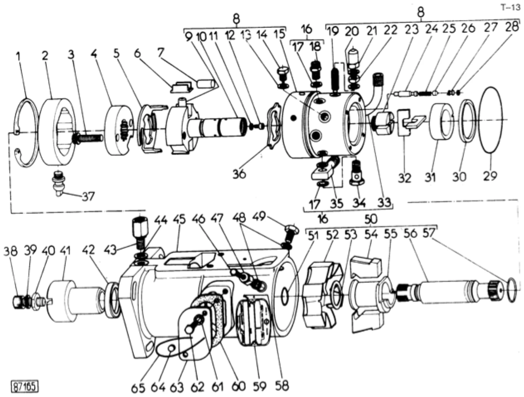 Schemat złożeniowy pompa wtryskowa dpa 3233f523 korpus z wałkiem napędowym i głowicą hydrauliczną — Ursus C-360-3P, tablica T-13