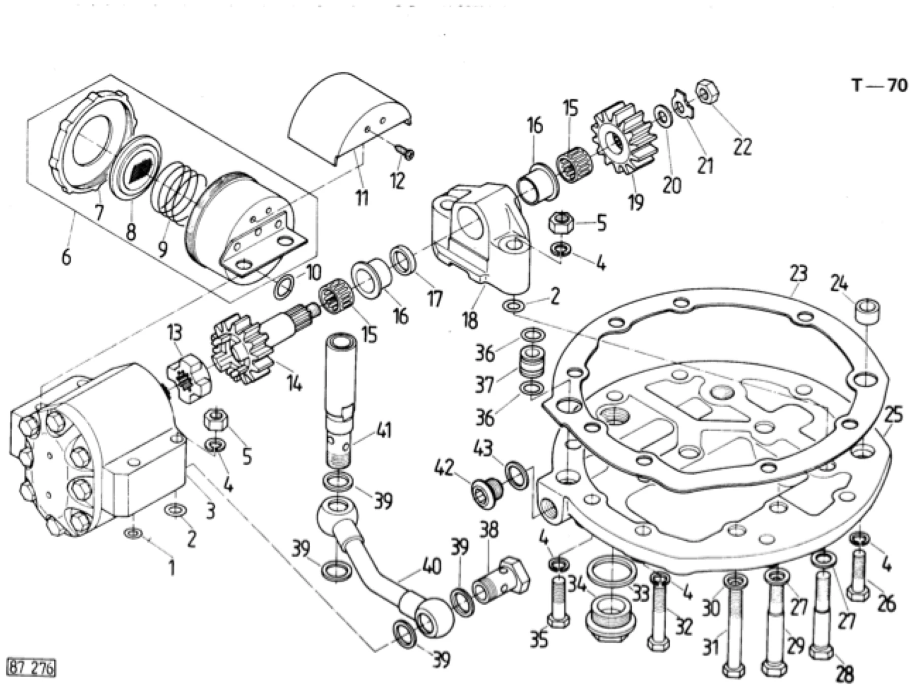 Schemat złożeniowy pompa hydrauliczna — Ursus C-360-3P, tablica T-70